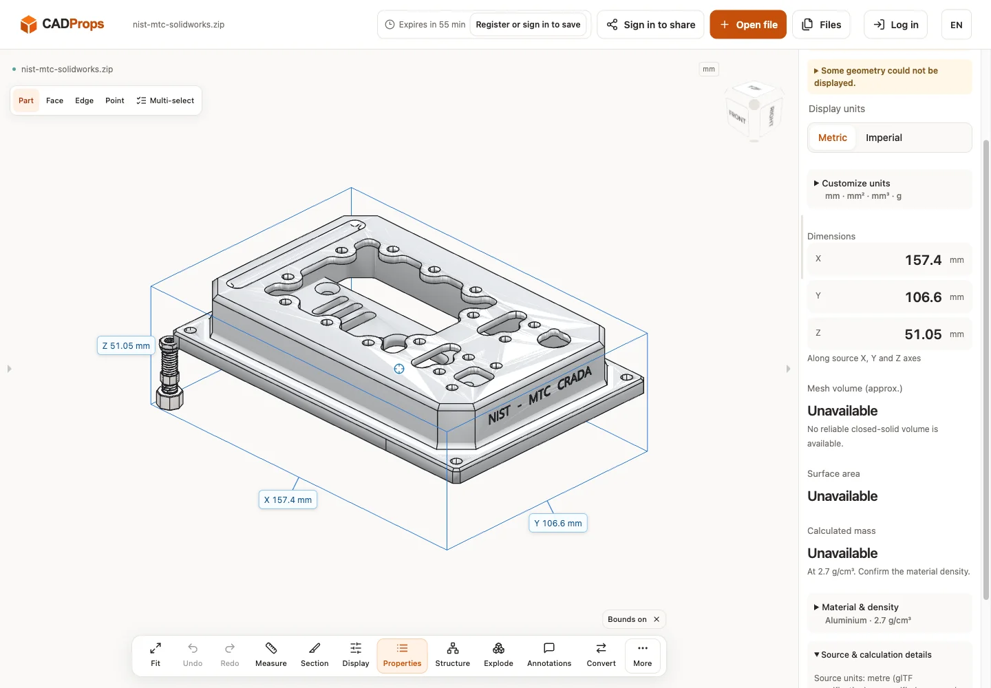 Verifica di un file pubblico: SolidWorks MTC assembly