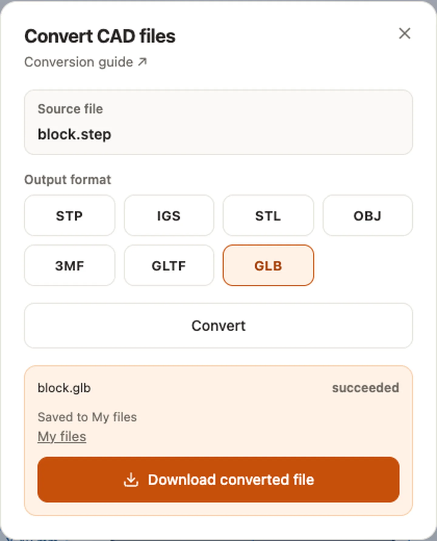 Converti file CAD — block.step