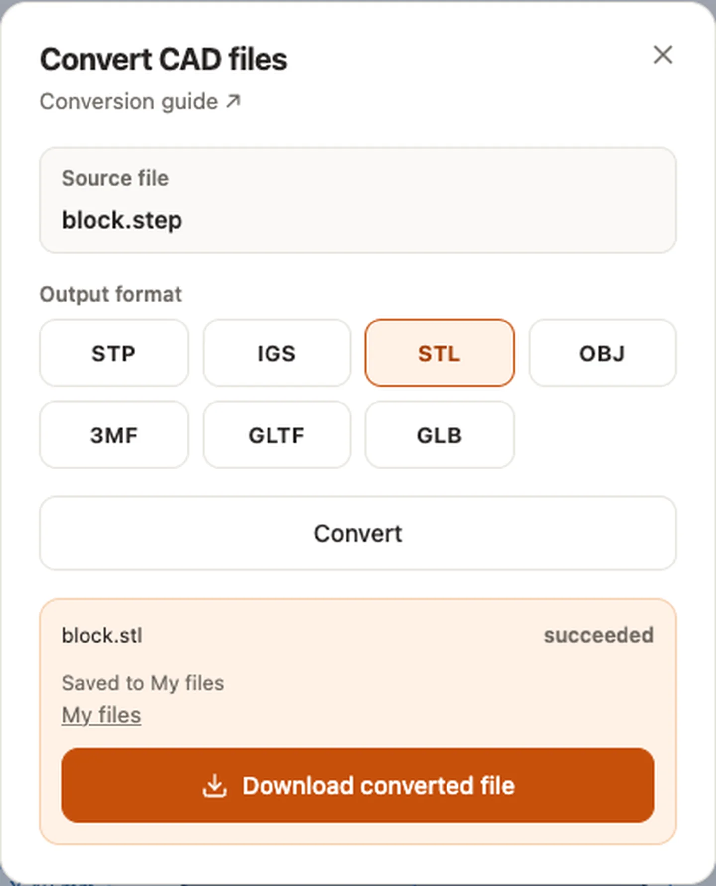 Converti file CAD — block.step