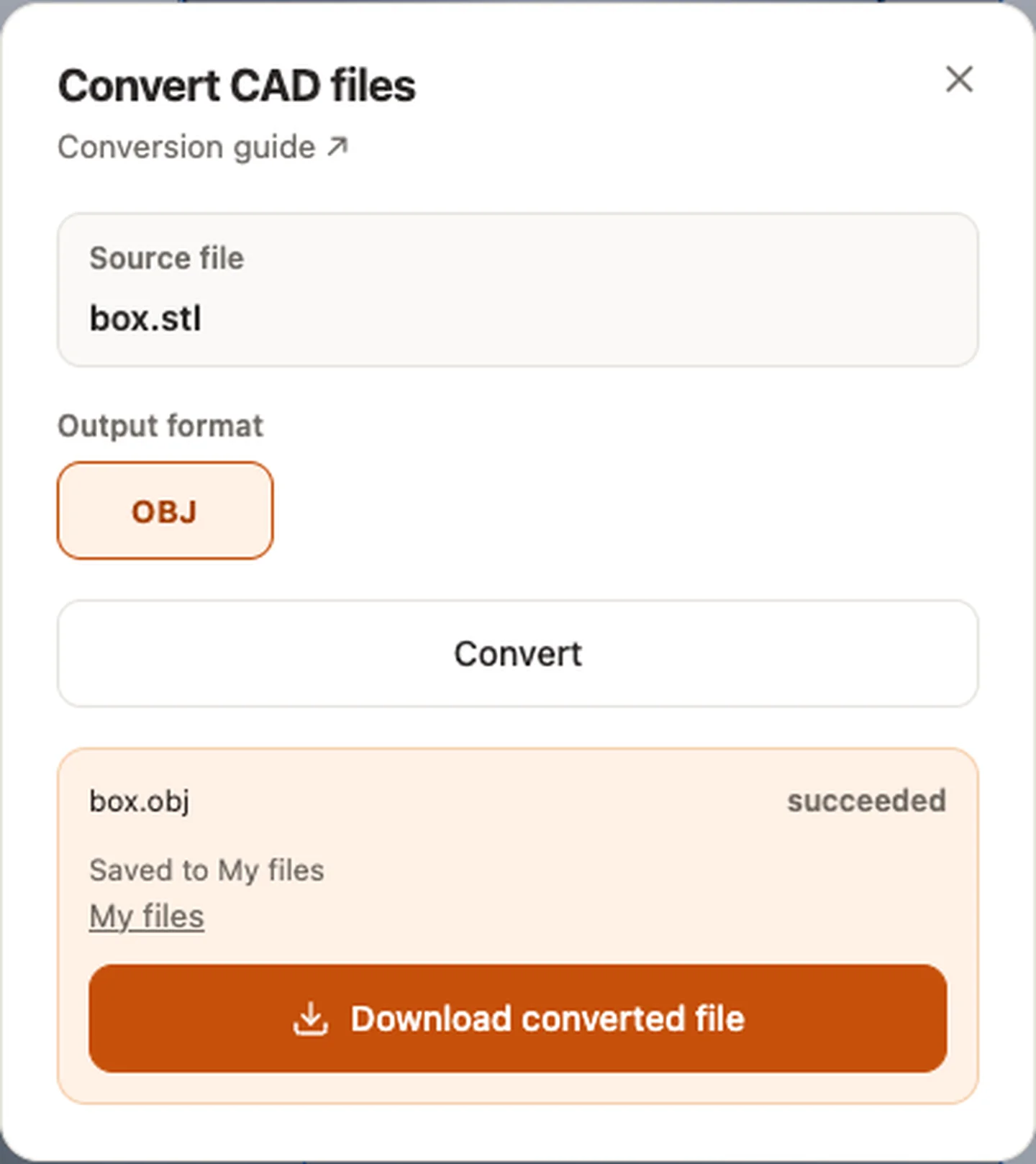 Convertir des fichiers CAO — box.stl